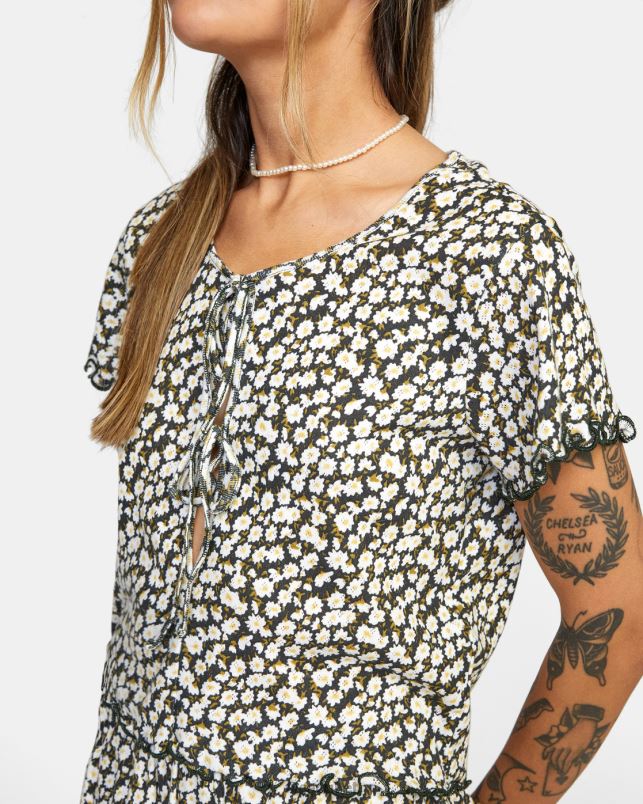 Clothing V84B1625 black RVCA Women In Your Dreams Pointelle Knit Top