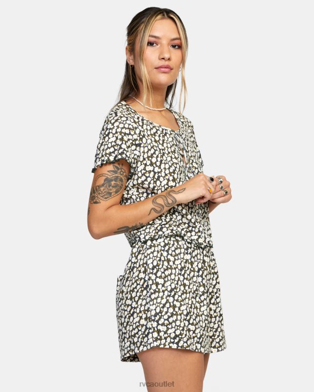 Clothing V84B1625 black RVCA Women In Your Dreams Pointelle Knit Top