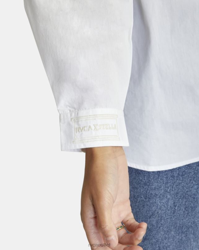 Clothing V84B1640 whisper white RVCA Women Angeles Long Sleeve Button-Up Top