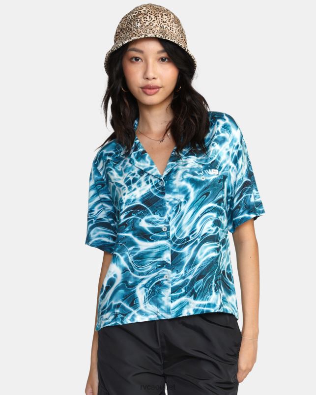 Clothing V84B1705 meadowbrook RVCA Women Wavy Button-Down Top