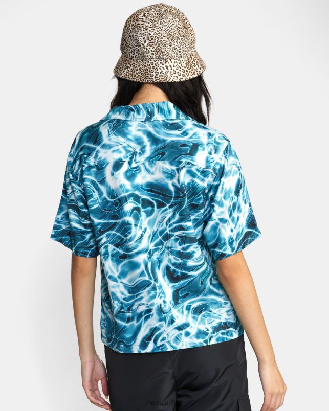 Clothing V84B1705 meadowbrook RVCA Women Wavy Button-Down Top