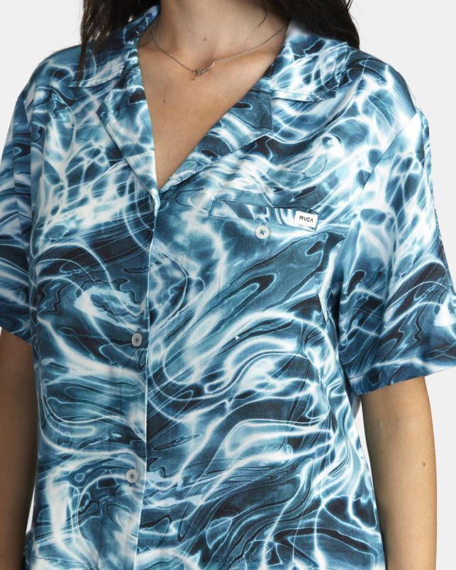 Clothing V84B1705 meadowbrook RVCA Women Wavy Button-Down Top