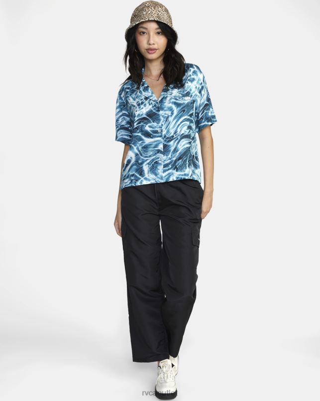 Clothing V84B1705 meadowbrook RVCA Women Wavy Button-Down Top