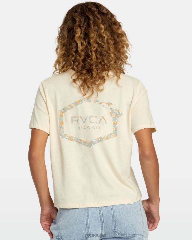 Clothing V84B172 cream RVCA Women Hawaii Hex Tee