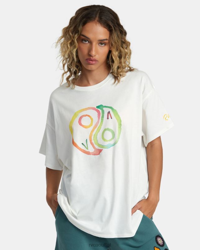 Clothing V84B201 vintage white RVCA Women Rose Machado Yin Yang Tee