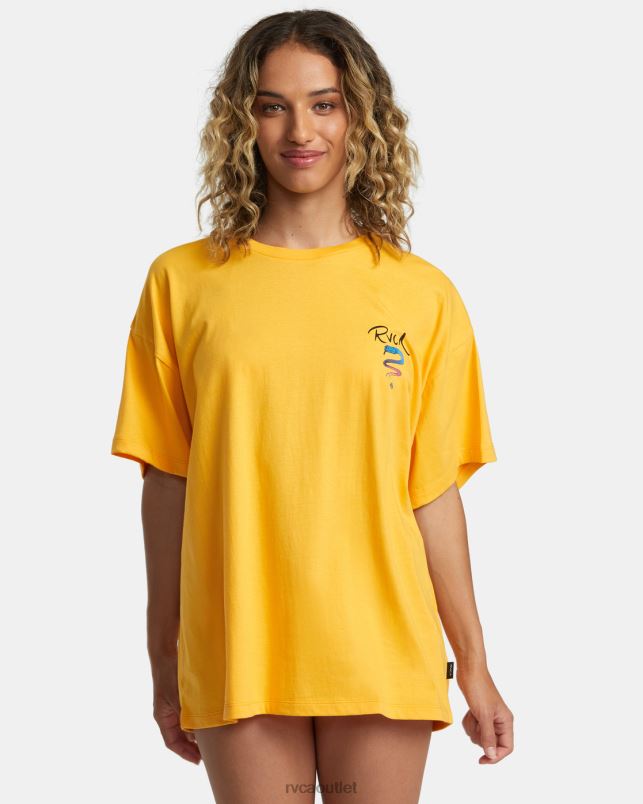Clothing V84B229 marigold RVCA Women Rose Machado Snake Tee