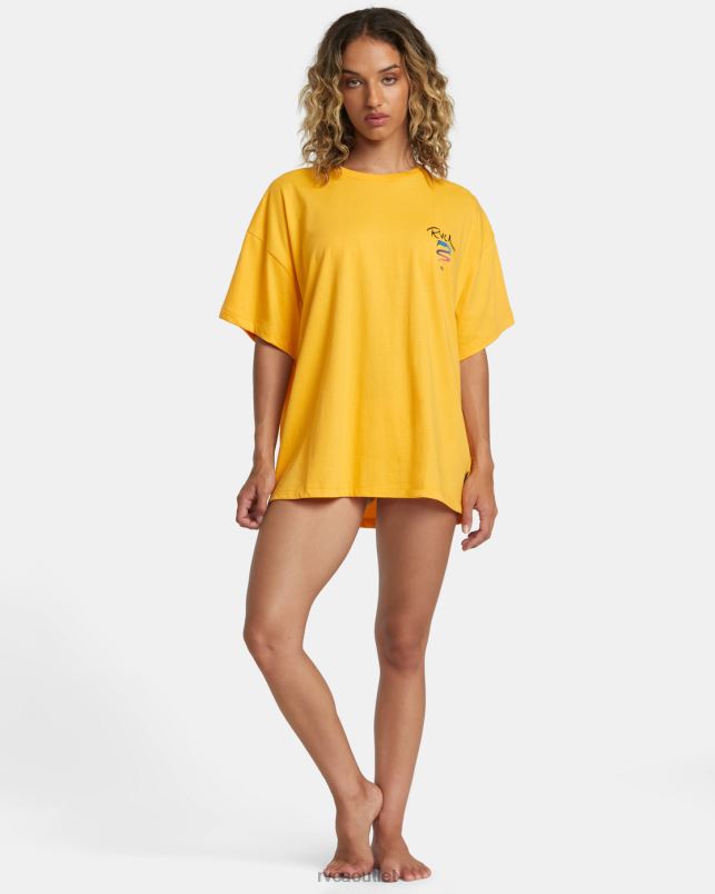 Clothing V84B229 marigold RVCA Women Rose Machado Snake Tee