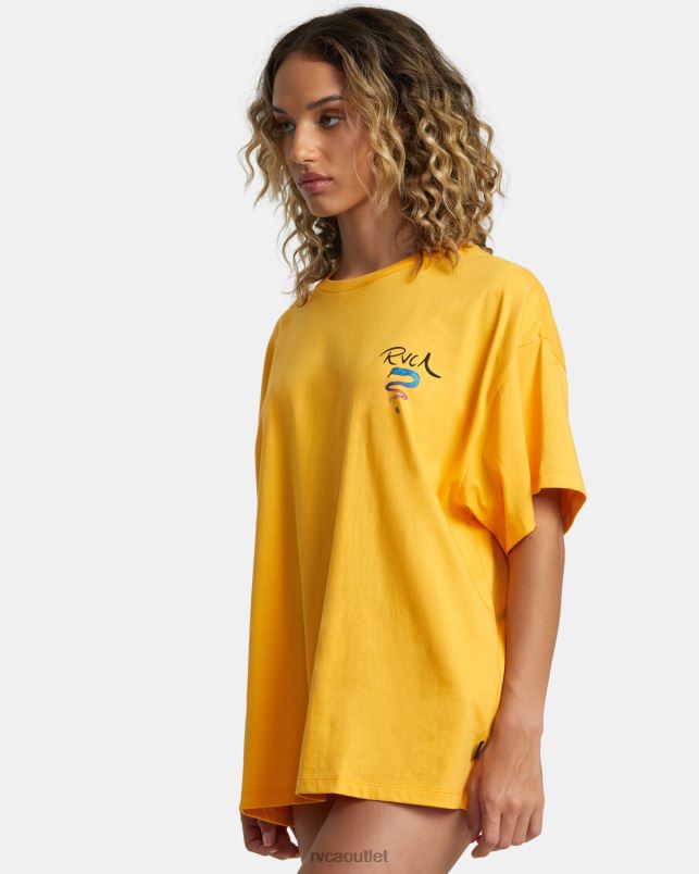 Clothing V84B229 marigold RVCA Women Rose Machado Snake Tee
