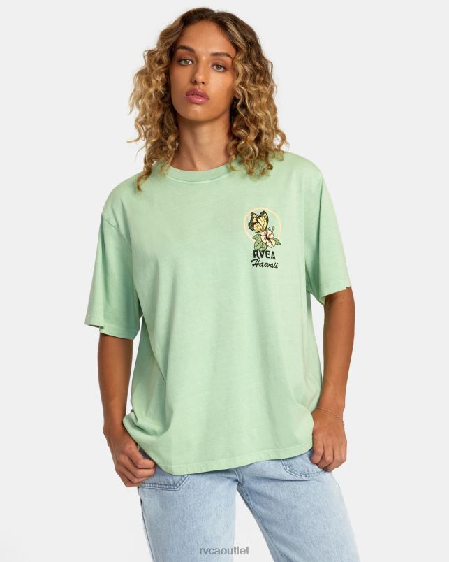 Clothing V84B240 seafoam RVCA Women Hibiscus Hawaii Tee