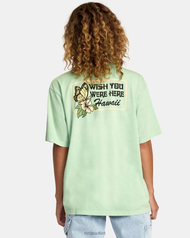 Clothing V84B240 seafoam RVCA Women Hibiscus Hawaii Tee