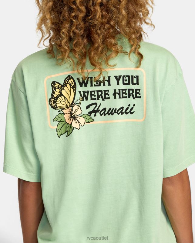 Clothing V84B240 seafoam RVCA Women Hibiscus Hawaii Tee
