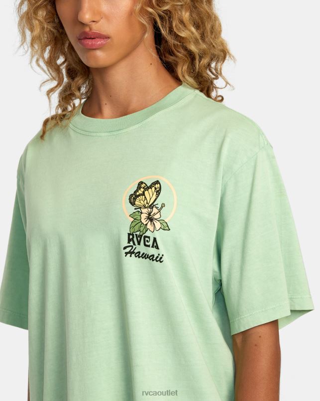 Clothing V84B240 seafoam RVCA Women Hibiscus Hawaii Tee