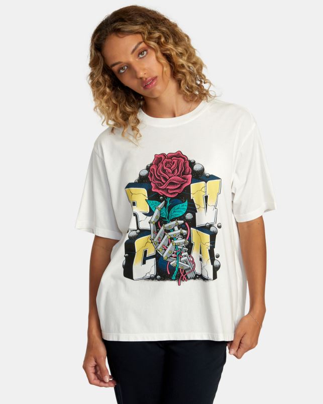Clothing V84B269 vintage white RVCA Women Mandroid Tee