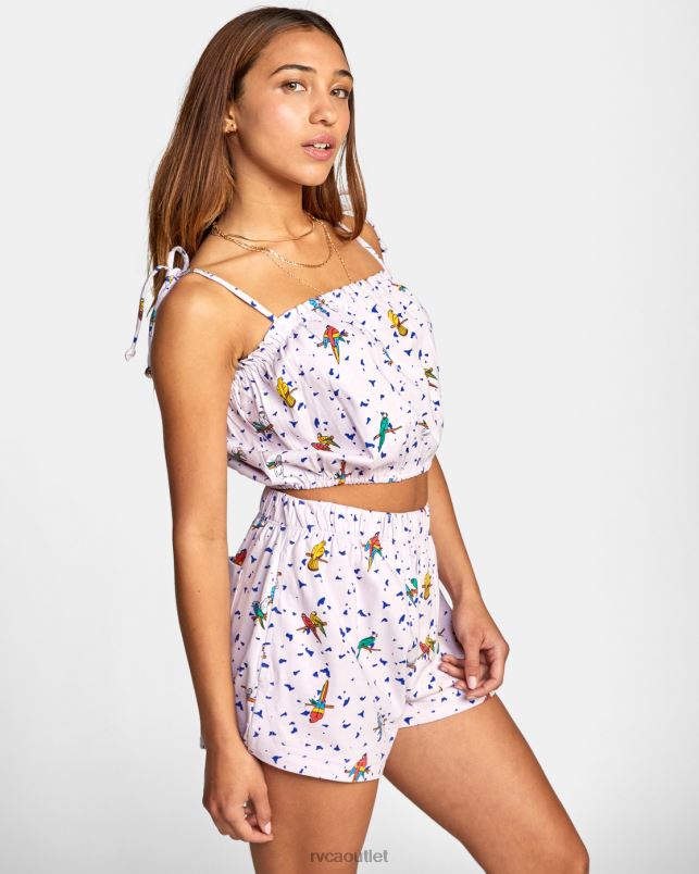 Clothing V84B1038 pink RVCA Women LP x KLW Uncaged Crop Top