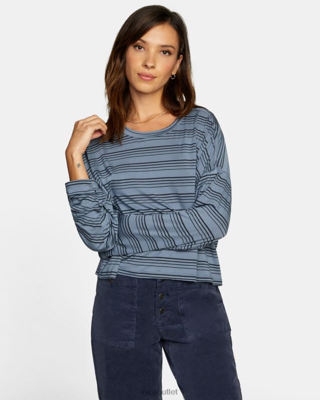 Clothing V84B1340 blue slate RVCA Women Countdown II Long Sleeve Knit Top