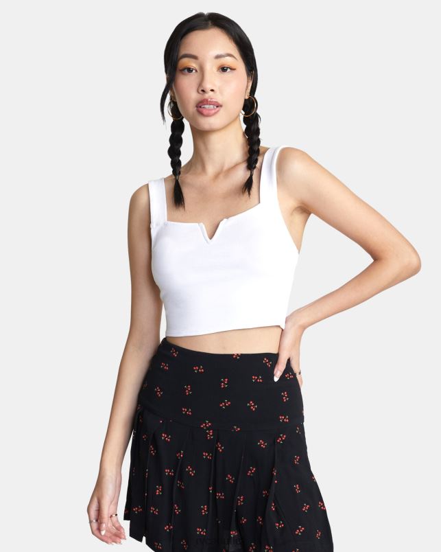 Clothing V84B1484 whisper white RVCA Women Pleasure Cropped Tank Top