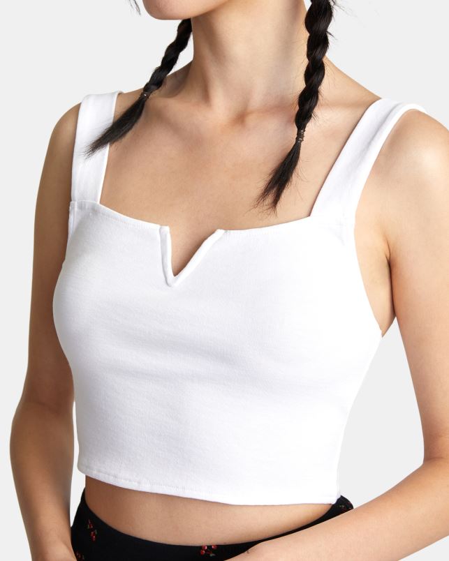 Clothing V84B1484 whisper white RVCA Women Pleasure Cropped Tank Top