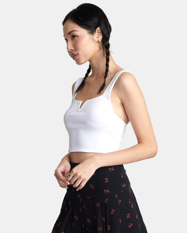 Clothing V84B1484 whisper white RVCA Women Pleasure Cropped Tank Top