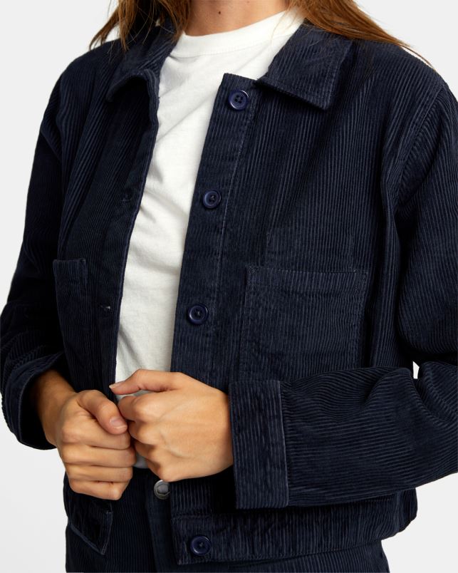 Clothing V84B1662 midnight RVCA Women Jaded Shacket Corduroy Shirt Jacket