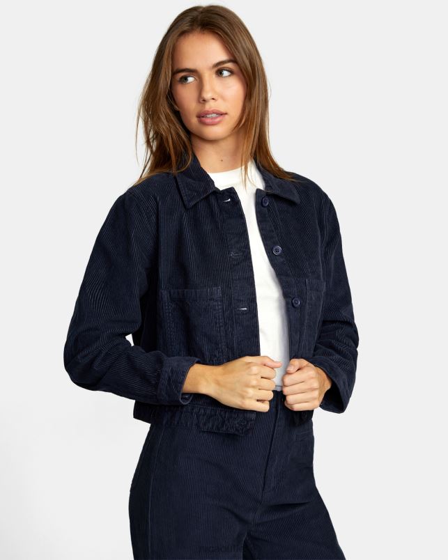 Clothing V84B1662 midnight RVCA Women Jaded Shacket Corduroy Shirt Jacket