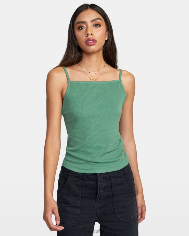 Clothing V84B1671 green ivy RVCA Women Modern Love Tank Top
