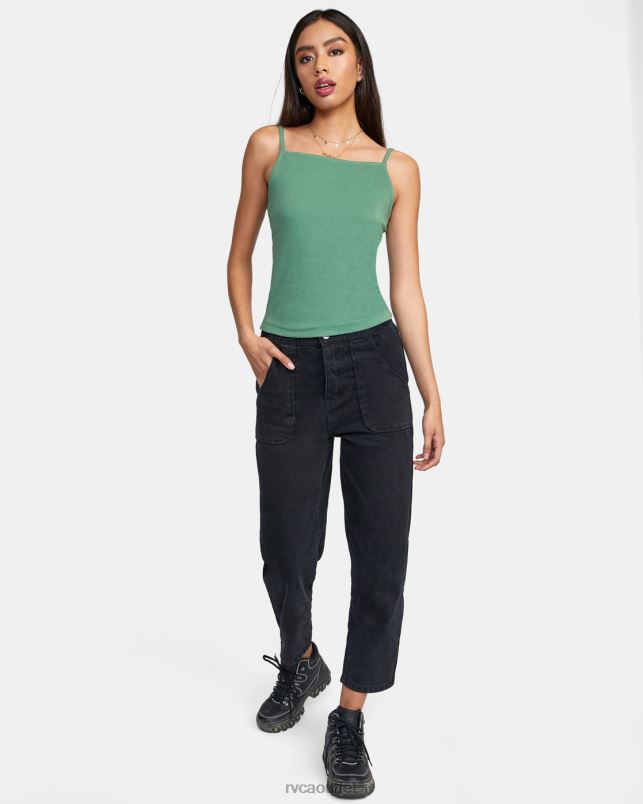 Clothing V84B1671 green ivy RVCA Women Modern Love Tank Top