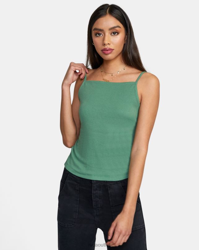 Clothing V84B1671 green ivy RVCA Women Modern Love Tank Top