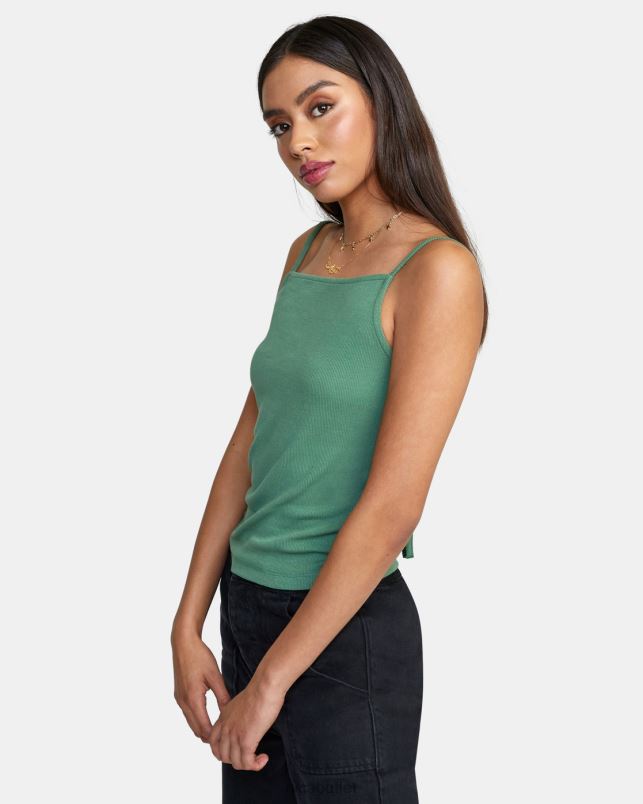 Clothing V84B1671 green ivy RVCA Women Modern Love Tank Top