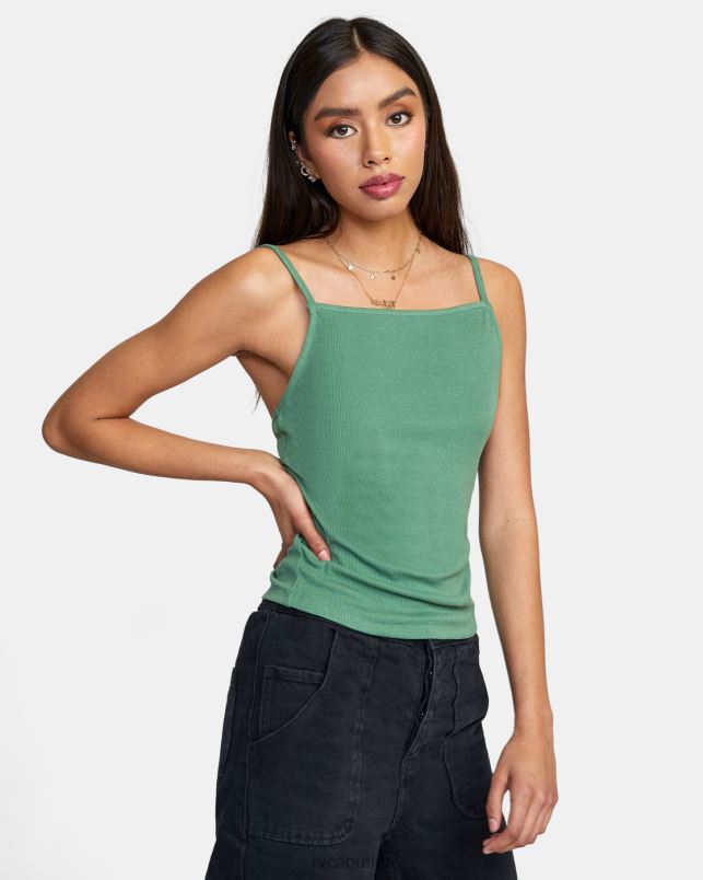 Clothing V84B1671 green ivy RVCA Women Modern Love Tank Top