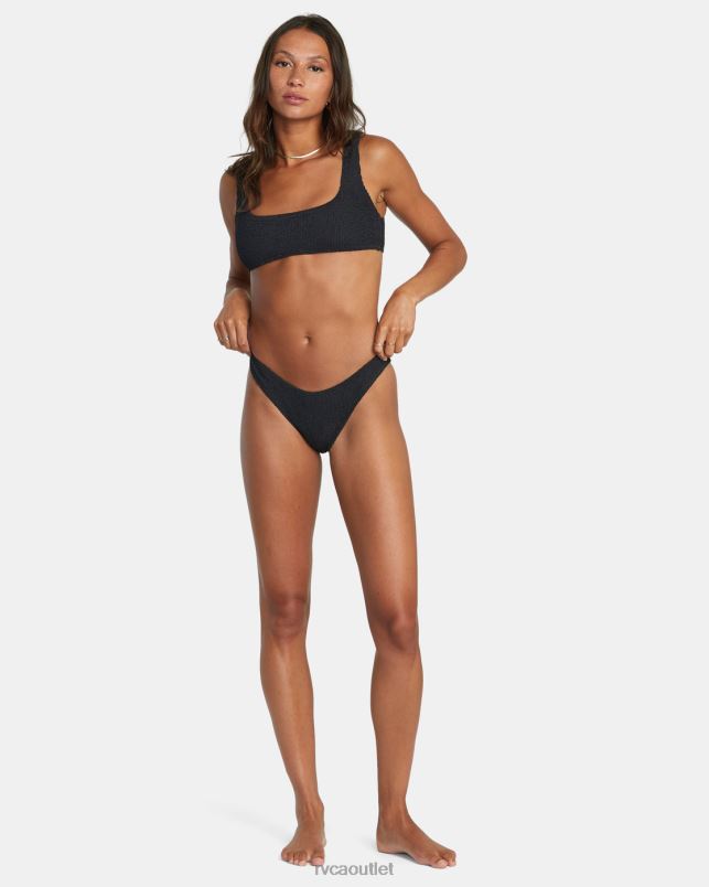 Swim V84B1090 black RVCA Women Grooves French Bikini Bottoms