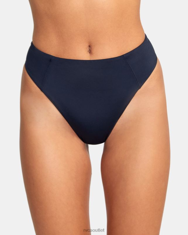 Swim V84B1091 black RVCA Women Solid High Rise Cheeky Bikini Bottoms