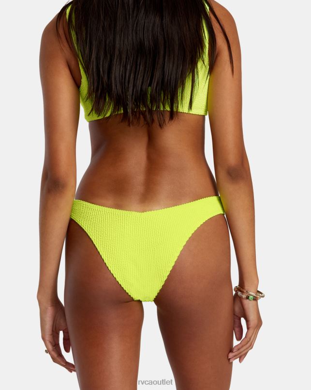 Swim V84B1101 neon yellow RVCA Women Grooves Texture High Leg Bikini Bottoms