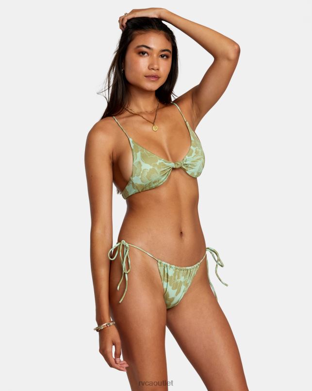 Swim V84B1143 seafoam RVCA Women Fine Lines Shimmer Medium Bikini Bottoms