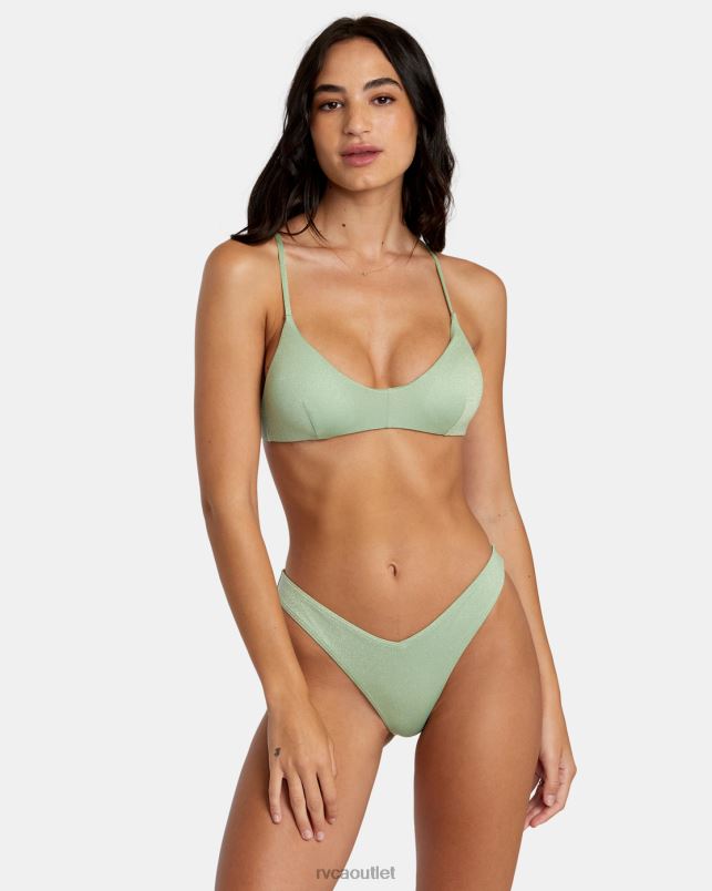 Swim V84B1146 seafoam RVCA Women Solid Lurex High Leg Bikini Bottoms
