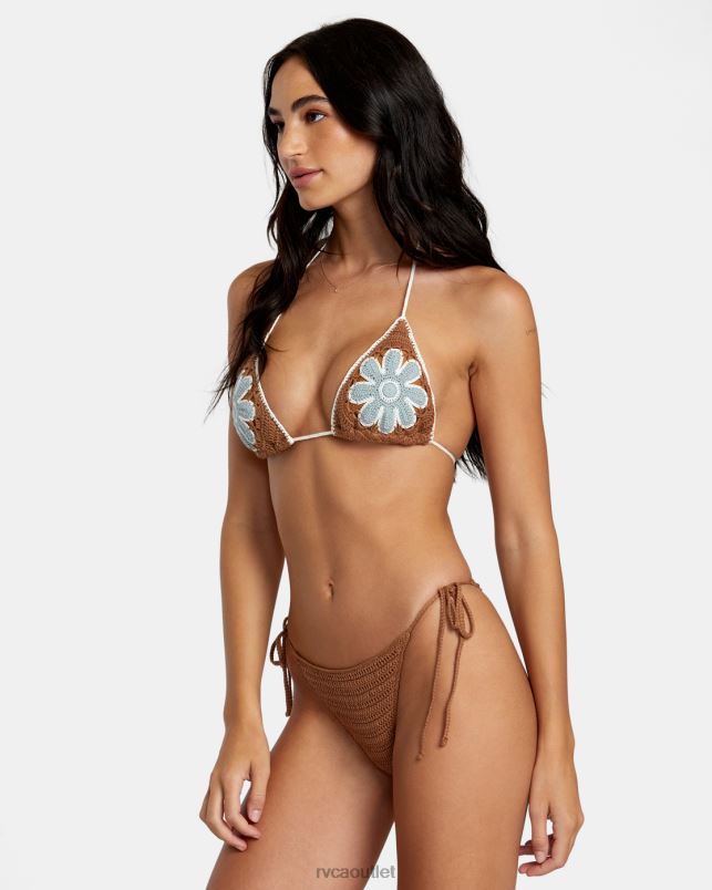Swim V84B1152 sienna RVCA Women Cotton Crochet Side Tie Cheeky Bikini Bottoms