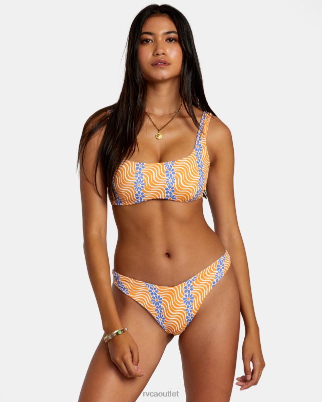 Swim V84B1154 tangerine RVCA Women Micro Magic Reversible High Leg Bikini Bottoms