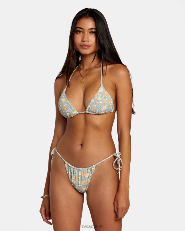 Swim V84B1158 shale RVCA Women Mums Wide Rib Tie Skimpy Bikini Bottoms