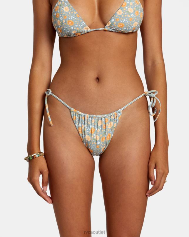 Swim V84B1158 shale RVCA Women Mums Wide Rib Tie Skimpy Bikini Bottoms