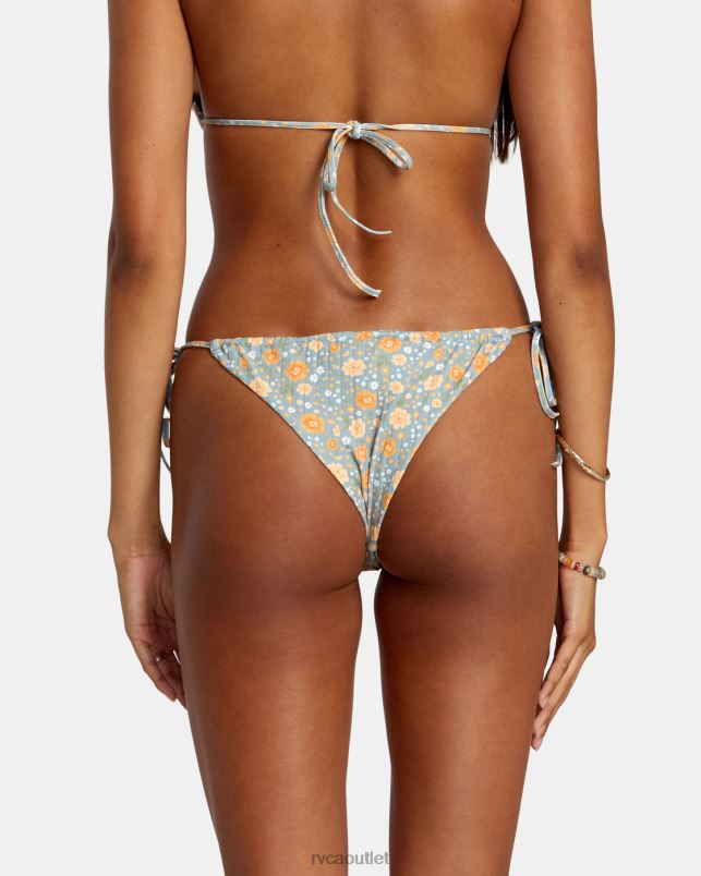 Swim V84B1158 shale RVCA Women Mums Wide Rib Tie Skimpy Bikini Bottoms