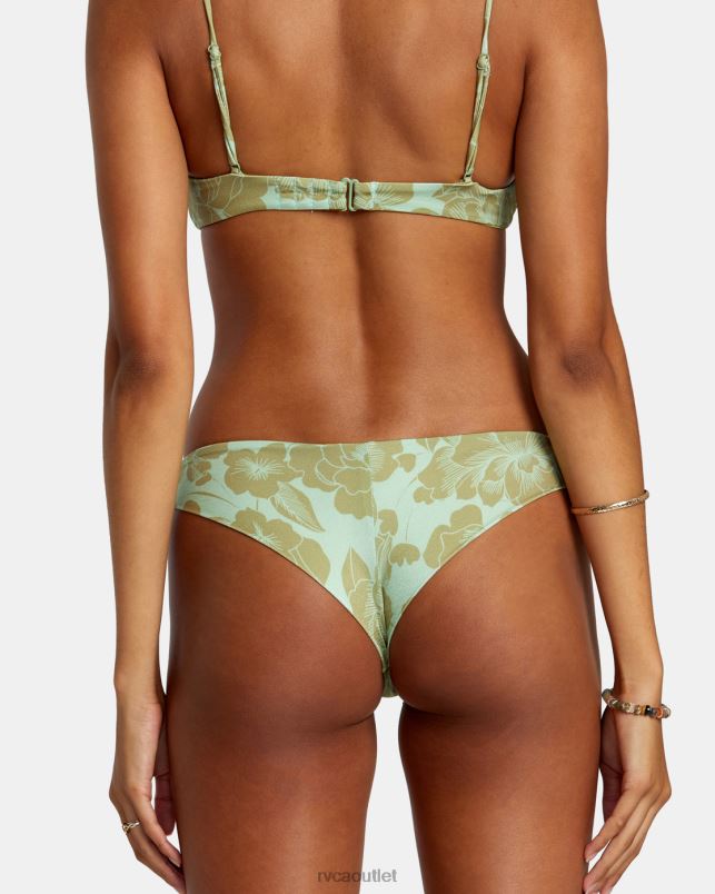 Swim V84B1171 seafoam RVCA Women Fine Lines Shimmer Cheeky Bikini Bottoms