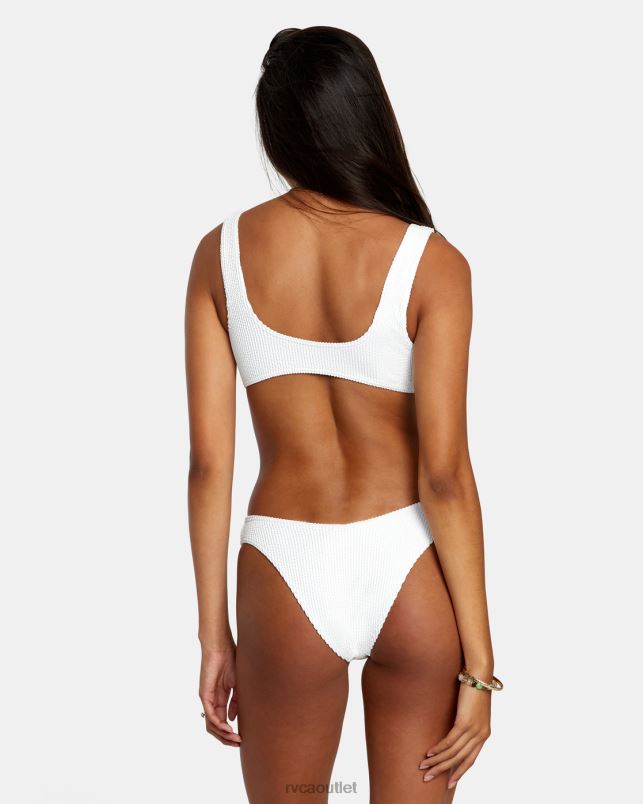 Swim V84B1181 whisper white RVCA Women Grooves Texture High Leg Bikini Bottoms