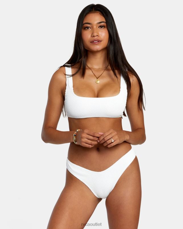 Swim V84B1181 whisper white RVCA Women Grooves Texture High Leg Bikini Bottoms