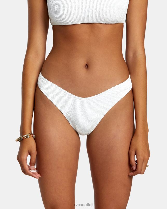 Swim V84B1181 whisper white RVCA Women Grooves Texture High Leg Bikini Bottoms