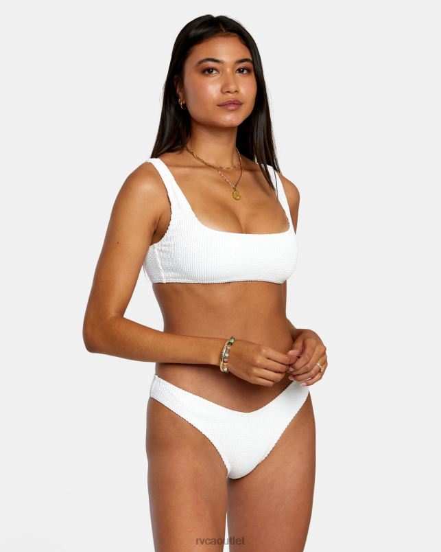 Swim V84B1181 whisper white RVCA Women Grooves Texture High Leg Bikini Bottoms