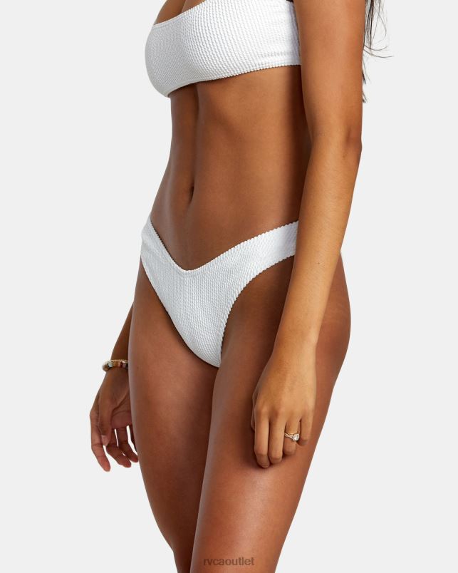 Swim V84B1181 whisper white RVCA Women Grooves Texture High Leg Bikini Bottoms