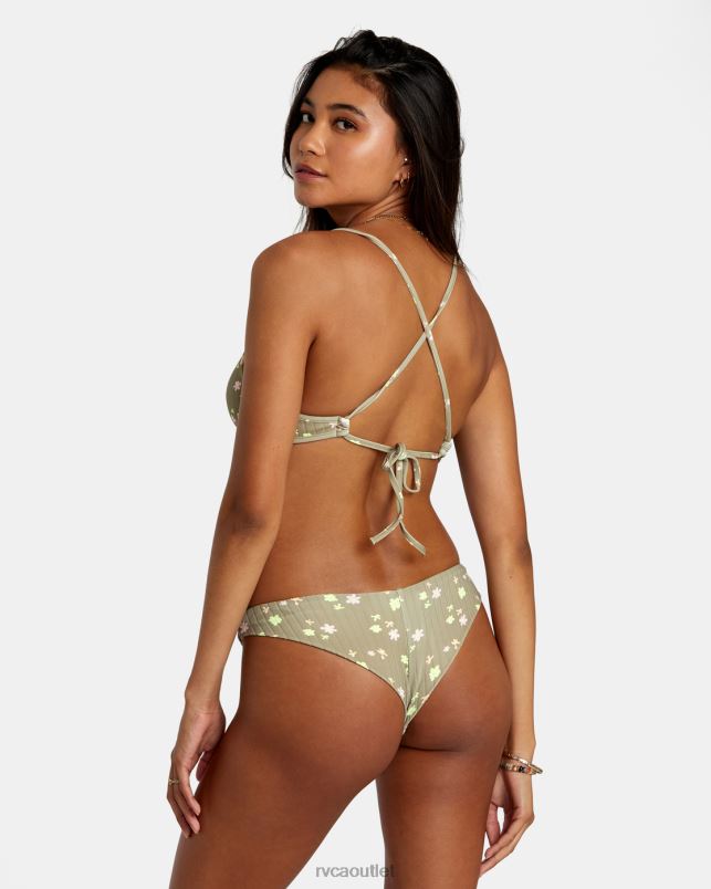 Swim V84B1189 aloe RVCA Women Decoupage Cheeky Bikini Bottoms