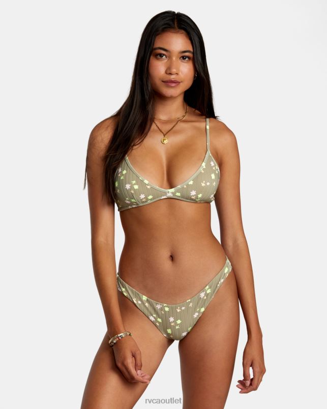 Swim V84B1189 aloe RVCA Women Decoupage Cheeky Bikini Bottoms