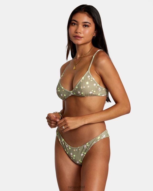 Swim V84B1189 aloe RVCA Women Decoupage Cheeky Bikini Bottoms