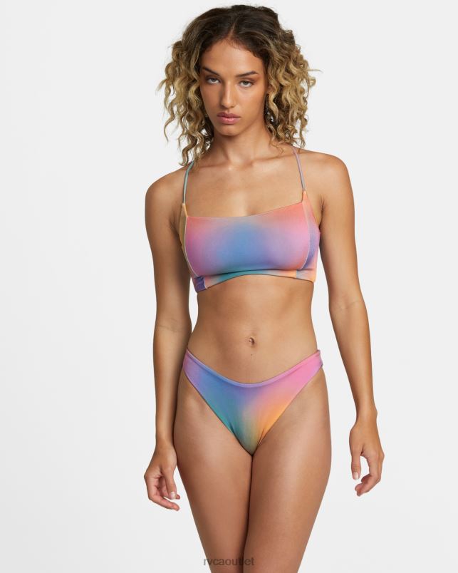Swim V84B1199 multi RVCA Women Sunset Rose Machado High Leg Bikini Bottoms