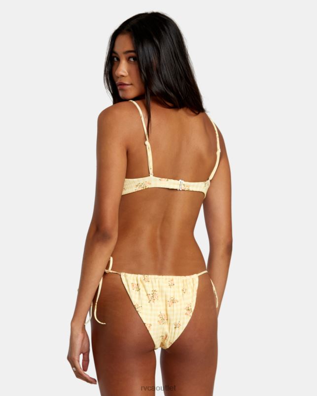 Swim V84B1229 golden RVCA Women Cottage Wide Rib Tie Md Bikini Bottom